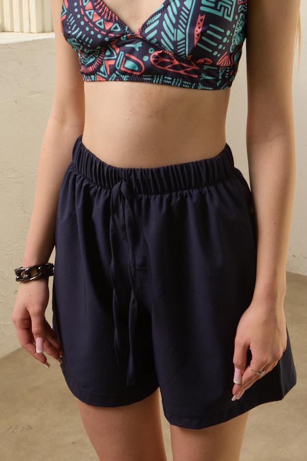 Deniz Şortu Kadın Lacivert Esnek Paraşüt