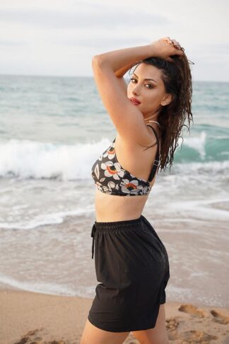 Bikini Takımı Paraşüt Şortlu Orkide Desen Bralet Üst