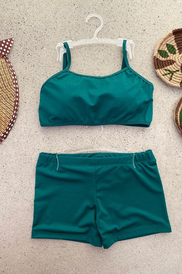 Genç Kız Sporcu Bady Bikini Takımı Yeşil