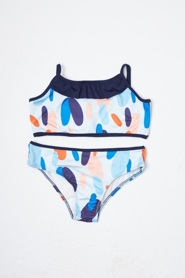 Kız Çocuk Bikini Takımı İnce Askılı Tatlı Mavi