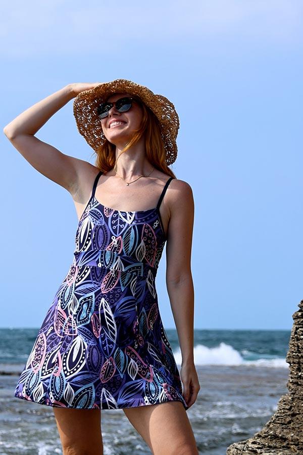 Etekli Mayo İnce Askılı Yarı Kapalı Mor